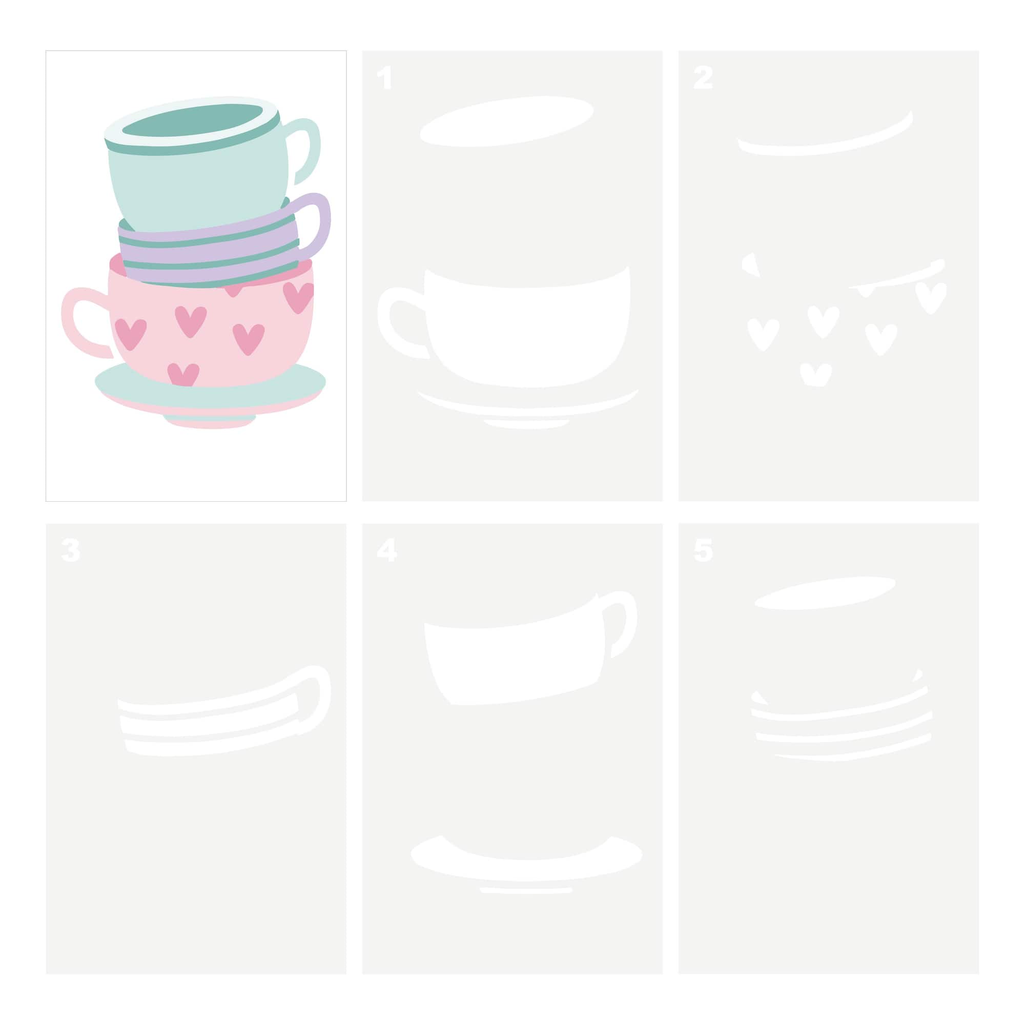 Stacked Tea Cups Layering Stencils by Recollections™